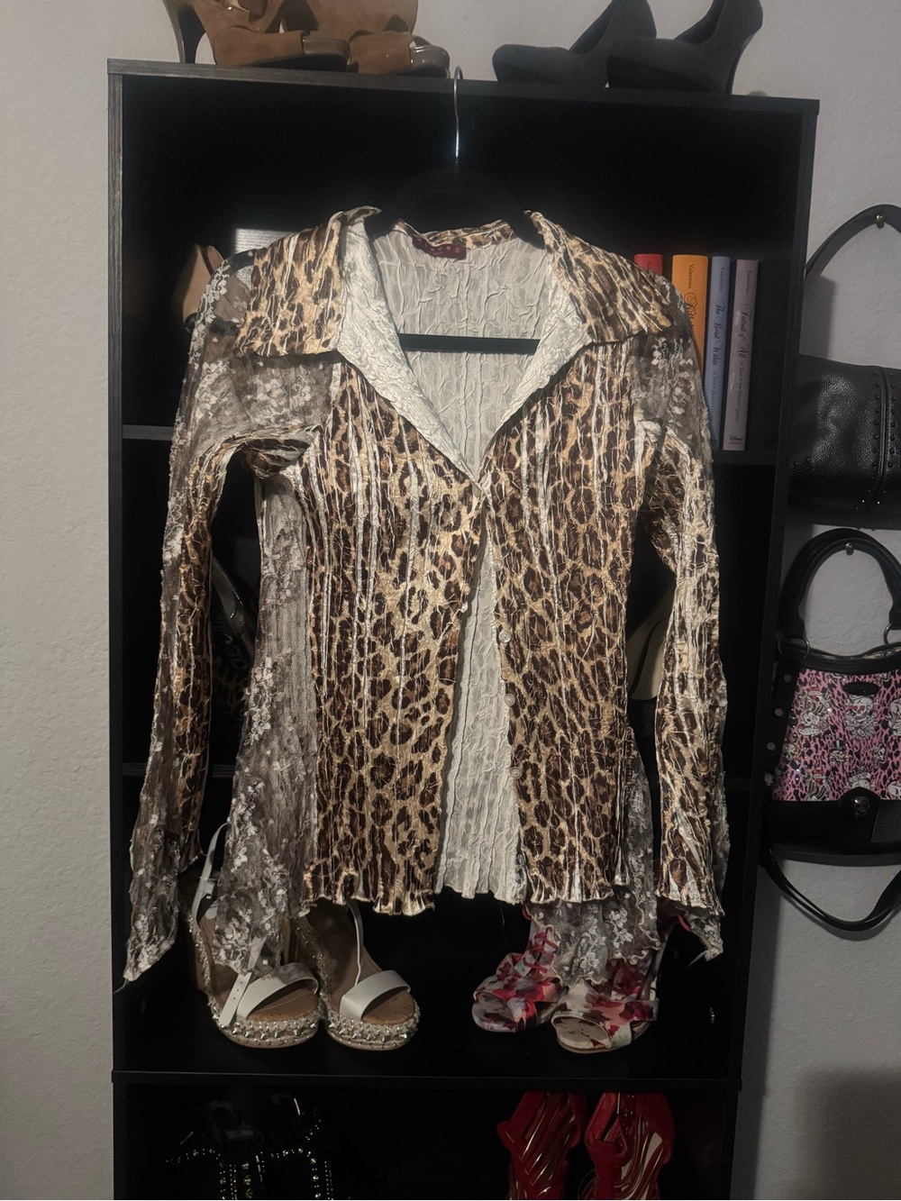 Leopard Print Crushed Velvet Jean Jacket - Brown/Cream
